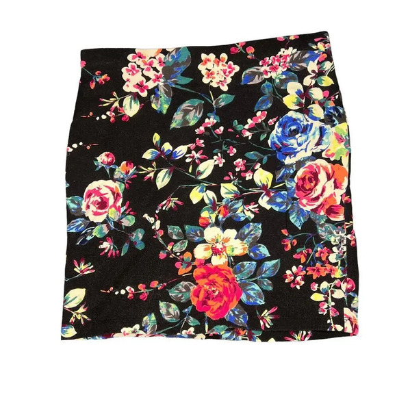 Express Women's‎ Small Multicolor Floral Print Elastic Waist Pull-On Mini Skirt - Picture 1 of 3